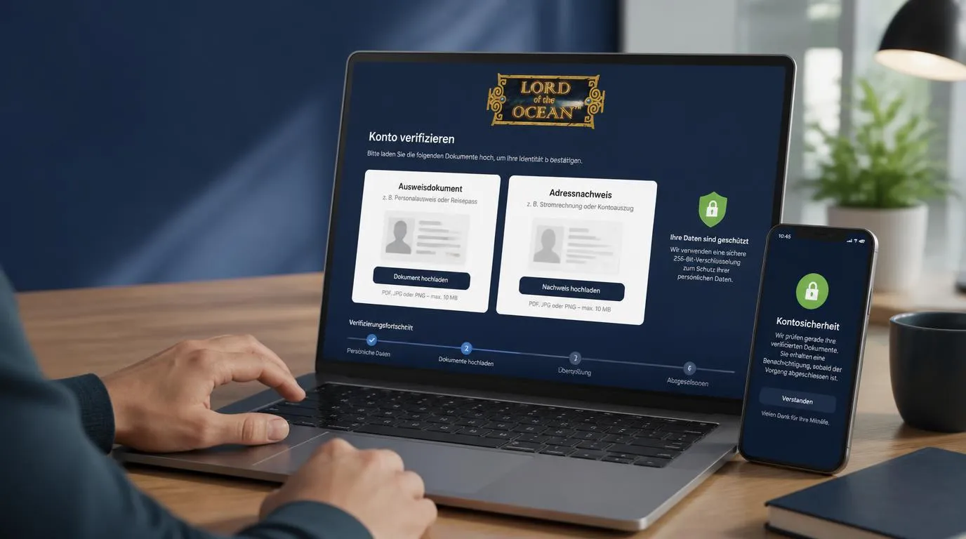 Spieler lädt Ausweis und Adressnachweis sicher im Konto einer Casino-Plattform hoch